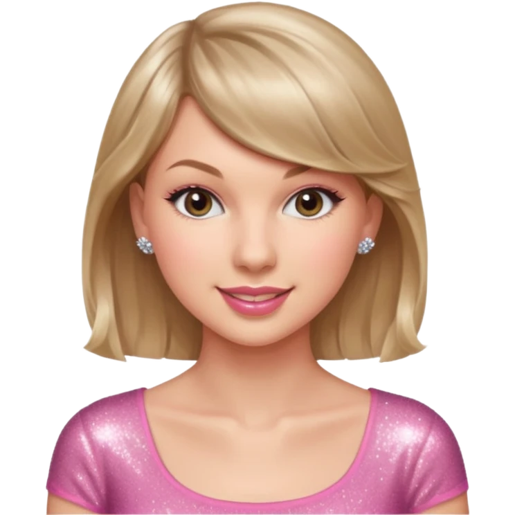 Taylor Swift smile in a sparkling pink top emoji