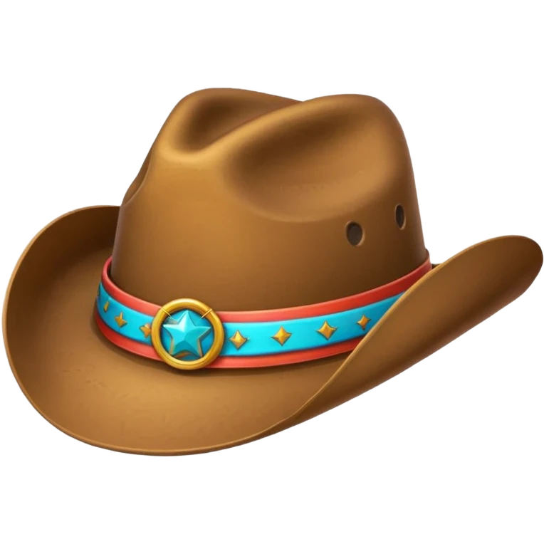 cartoon sticker of a colorful and cheerful cowboy hat emoji, no text, suitable for WhatsApp and Instagram emoji