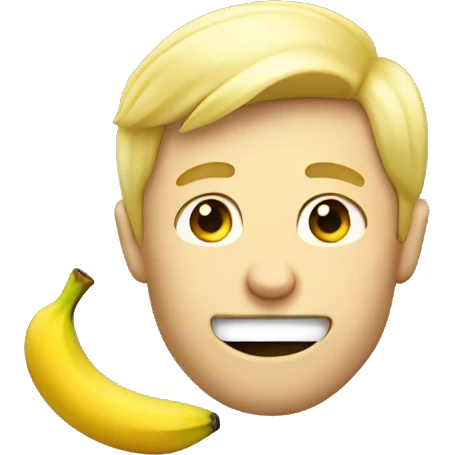 A blond man eating a banana and winking emoji