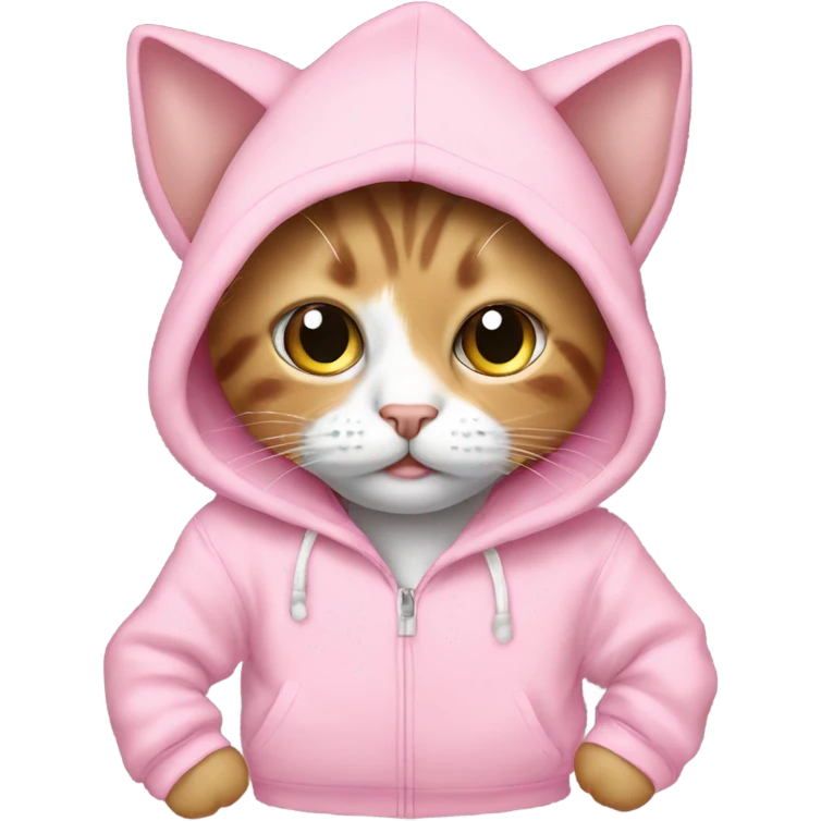 Cat weating baby pink hoodie emoji