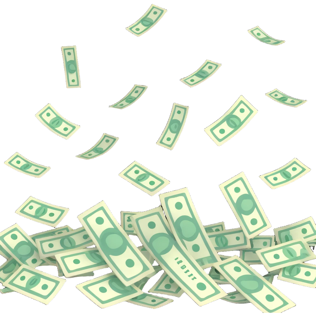 dollar bills raining from cloudy sky emoji