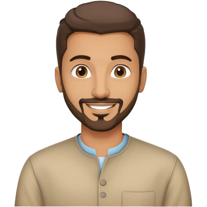 27 yo saudi guy (regular clothes) smiling and has a goatee (slightly thining hair) handsome emoji