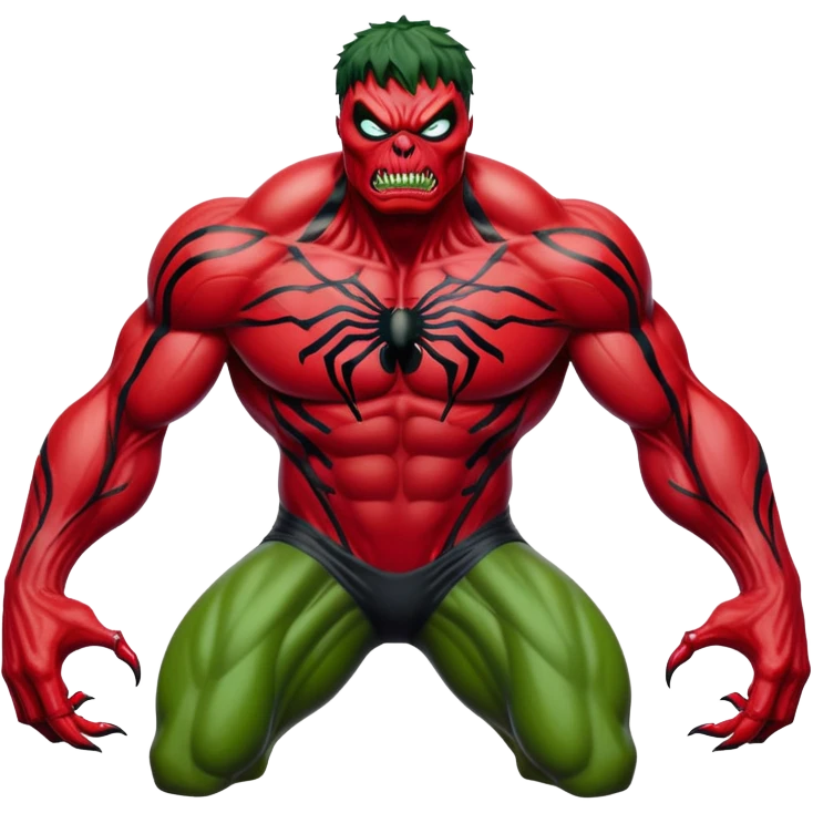 Hulk with Carnage symbiote, green monster covered in red alien substance with black details emoji
