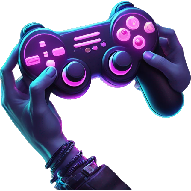 joystick in hands cyberpunk neon emoji