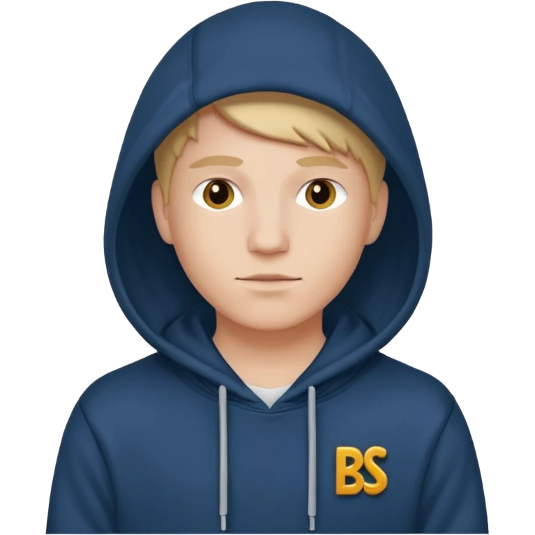 make an image of white person wearing hoodie with BST letters on it emoji