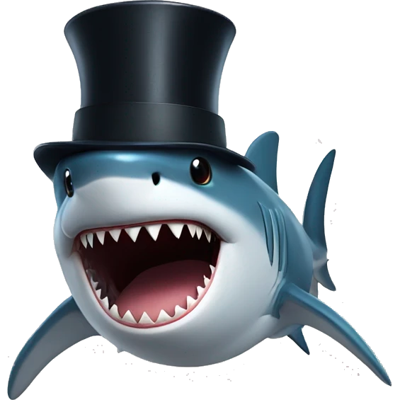 Shark with a top hat emoji