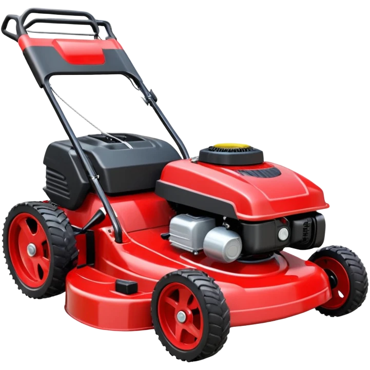 Black, red lawn mower  emoji