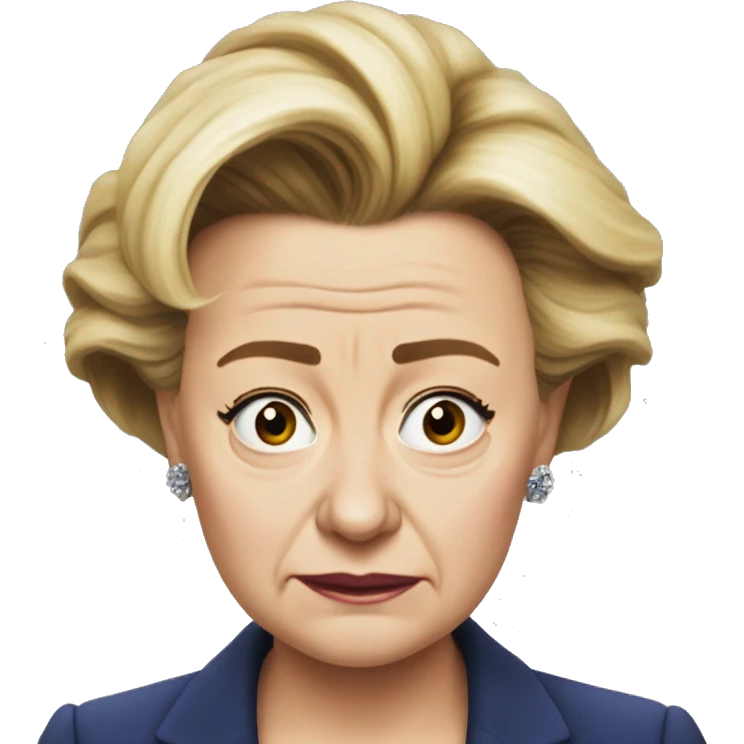 photorealistic Ursula von der Leyen sad emoji