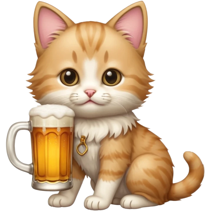 kitten drinks beer emoji