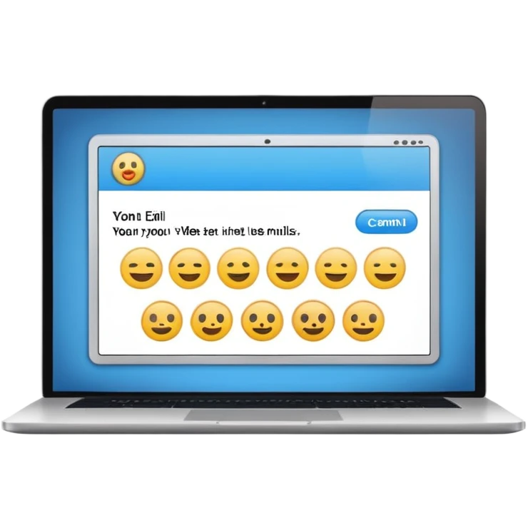 laptop emoji with screen featuring personal website layout: header, project thumbnails, contact button emoji