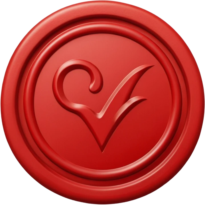 wax seal with a check mark emoji