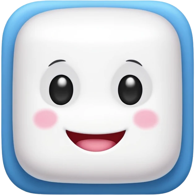 Créer un emoji en forme de marshmalow avec un sourire et des crois a la place des yeux emoji