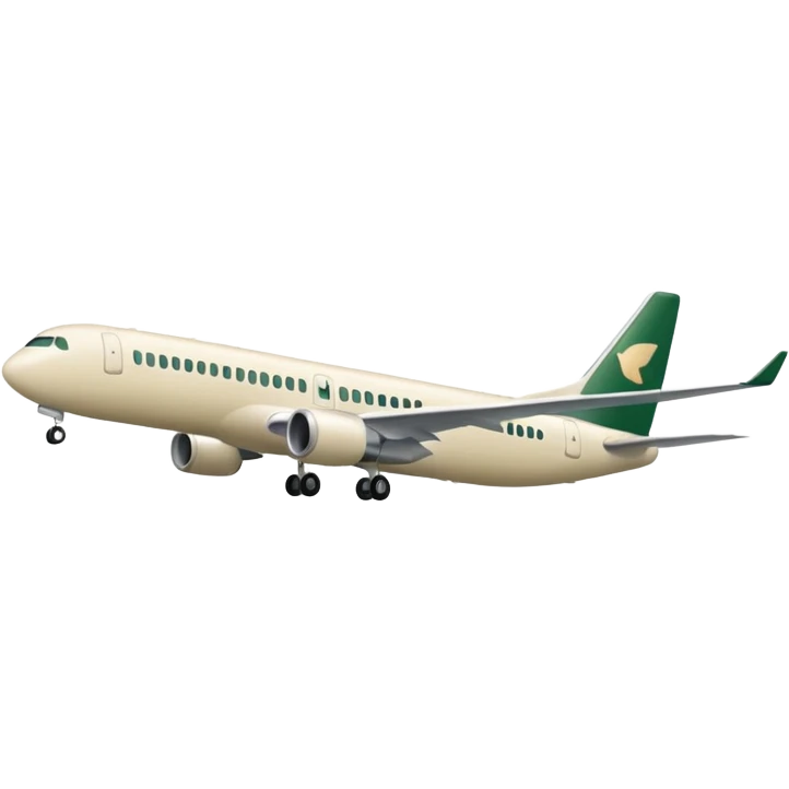 emoji: long passenger airplane, main color light beige (milky), only dark green (#173e12) details, no other colors, Apple emoji style, no text emoji