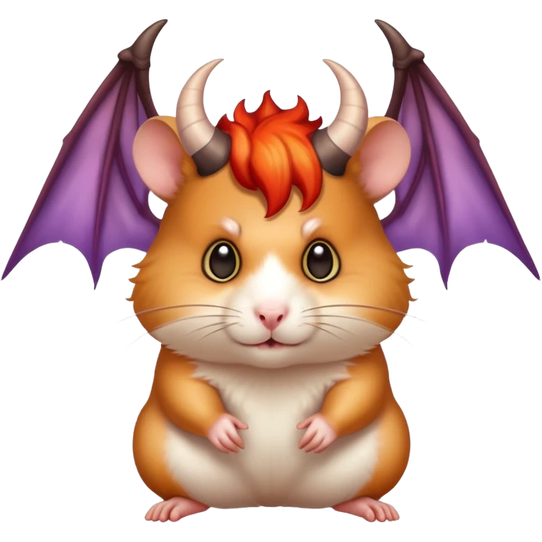 Hamster with demon horns and demon wings emoji