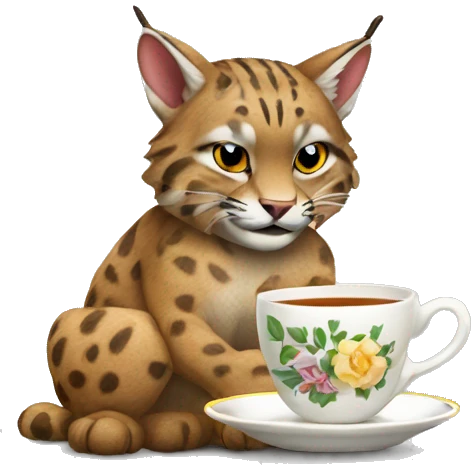bobcat with tea cup emoji