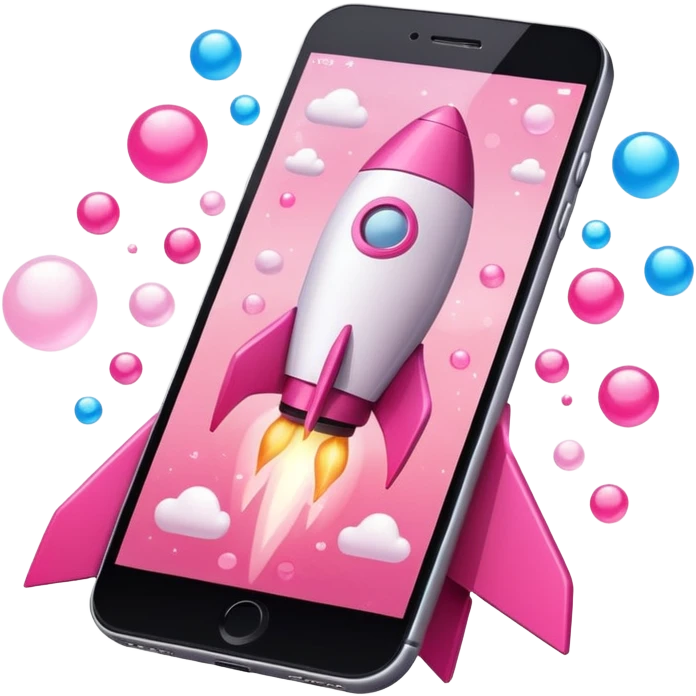 mix light pink dark pink and white girly phone ui rocket emoji