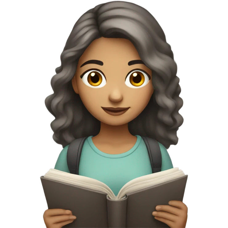 girl reading book, brown eyes, Hispanic, grayish hair  emoji