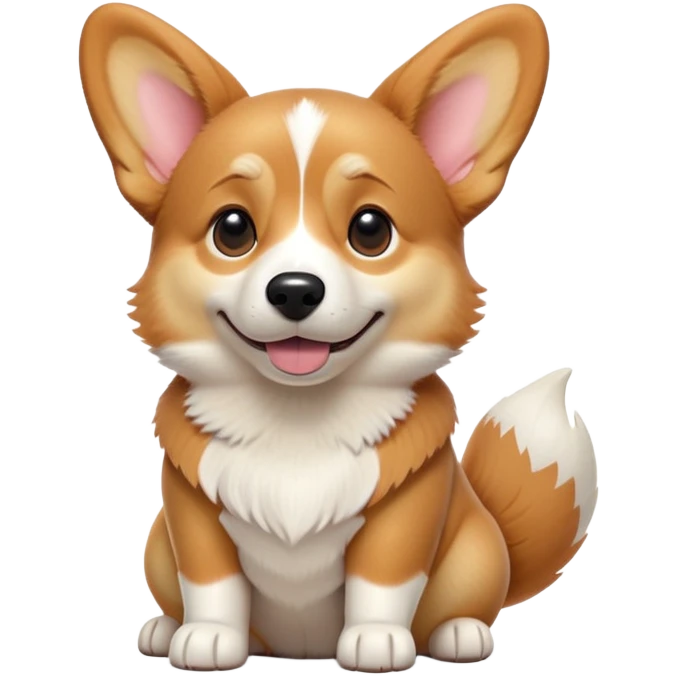 cinematic-[corgi dog]-realistic-full-body-sitting-emoji,-tail-resting-loosely-beside-its-paws,-head-tilted-dramatically,-sleek-[corgi]-fur,-simplified-yet-realistic-focused-features,-highly-detailed,-glowing-with-an-almost-sarcastic-glow emoji