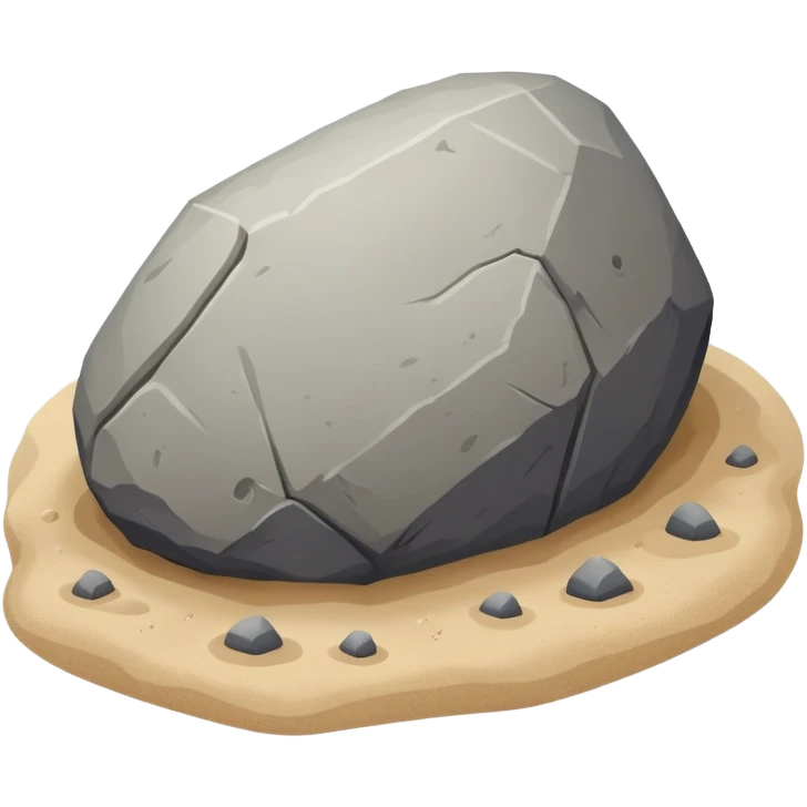 generate realistic detailed big stone on sand emoji