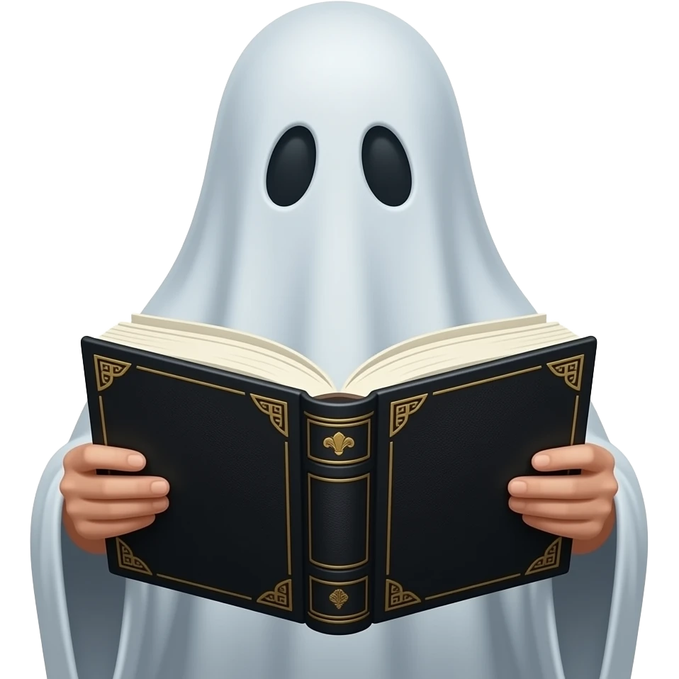 Haunting ghist realistic reading black book emoji