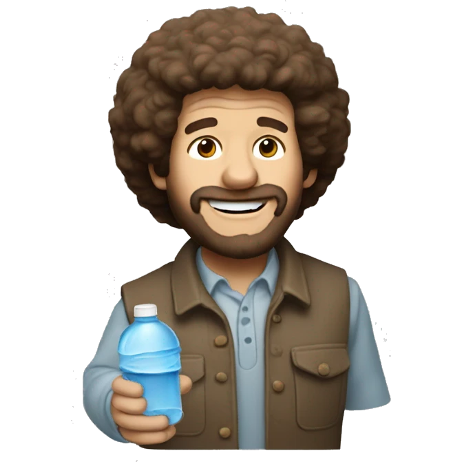 Bob ross with a water bottle emoji