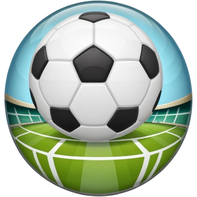 crystal ball with a soccer field inside, emoji style emoji