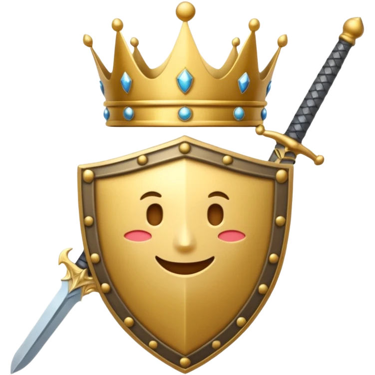 Powerful emoji with only sword, shield and crown emoji