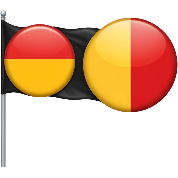 a rectangular flag split horizontally with the top half solid black and the bottom half solid red with a medium-sized yellow circle in the middle emoji