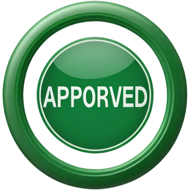 approval ink stamp in green, It needs to say the words "Approved"  emoji
