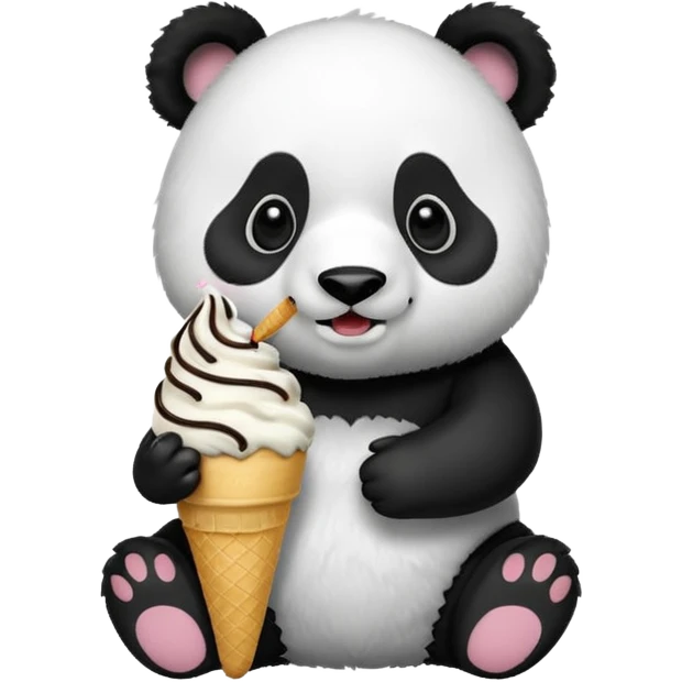 Panda eating ice cream emoji