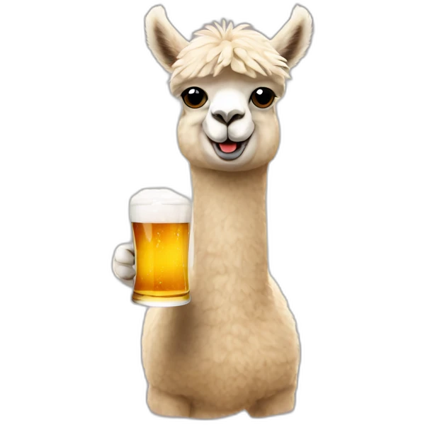 alpaca with a glass of beer in his hand emoji