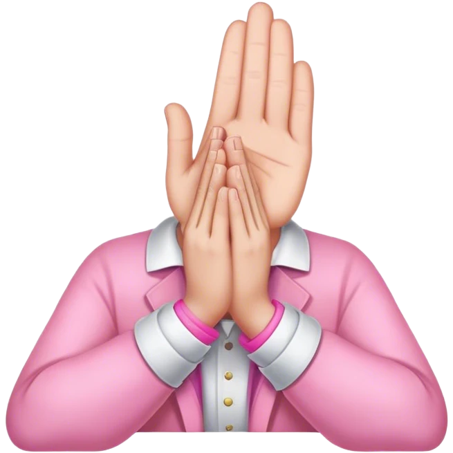 Praying white hands with pink cuffs emoji