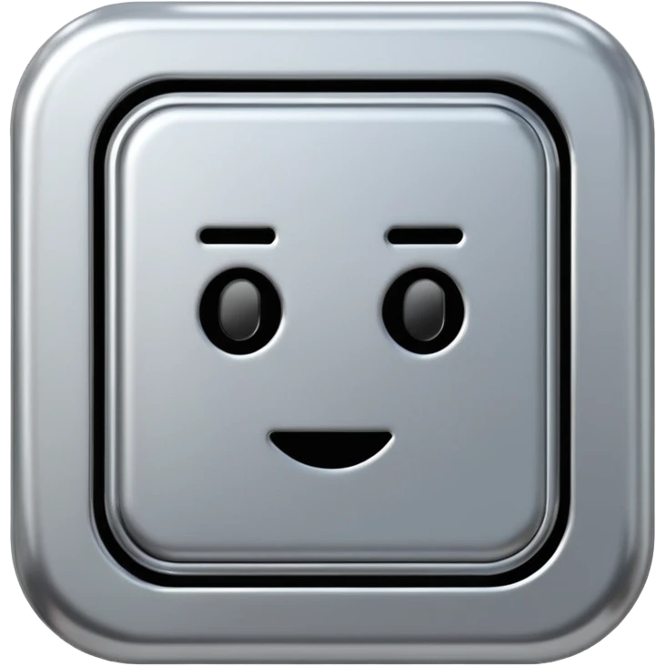 A futuristic microchip emoji made of polished silver chrome, minimal circuit details, smooth metallic surface, soft lighting, iOS emoji style, centered, clean white background emoji