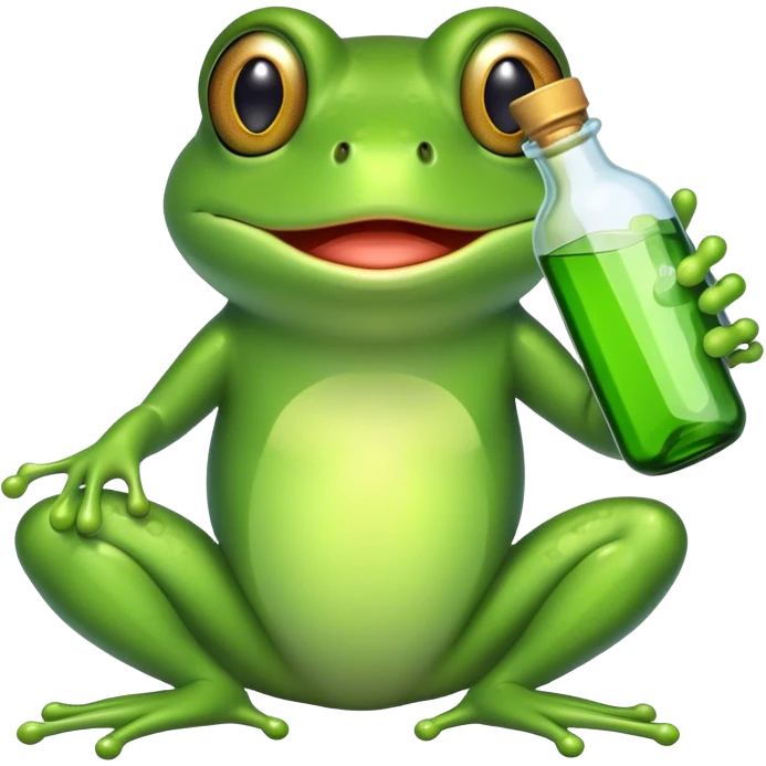 Frog with bottle emoji