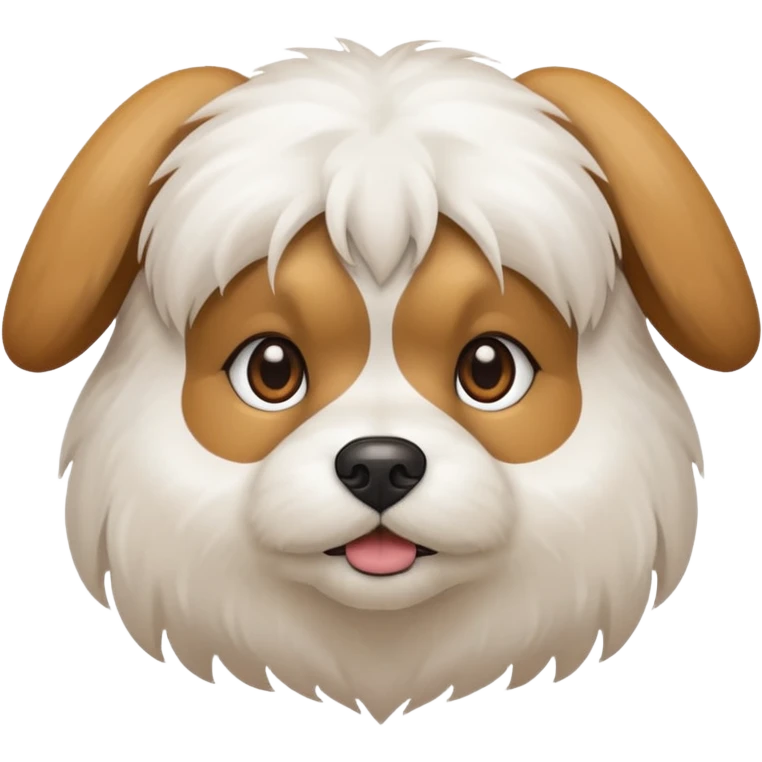 Shitzu com cor principal branca com orelhas de cor marrom claro emoji