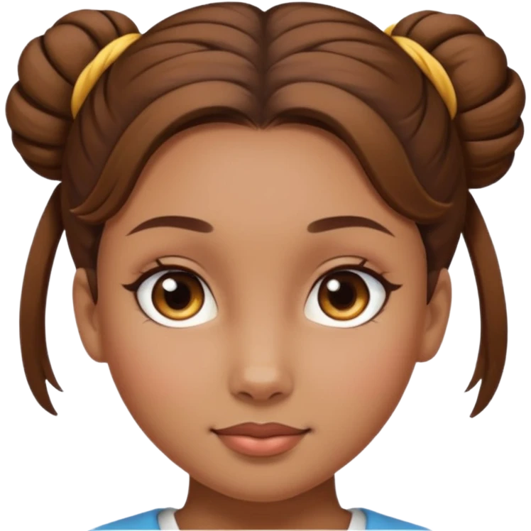 Girl with light brow skin and brown hair in a single bun emoji