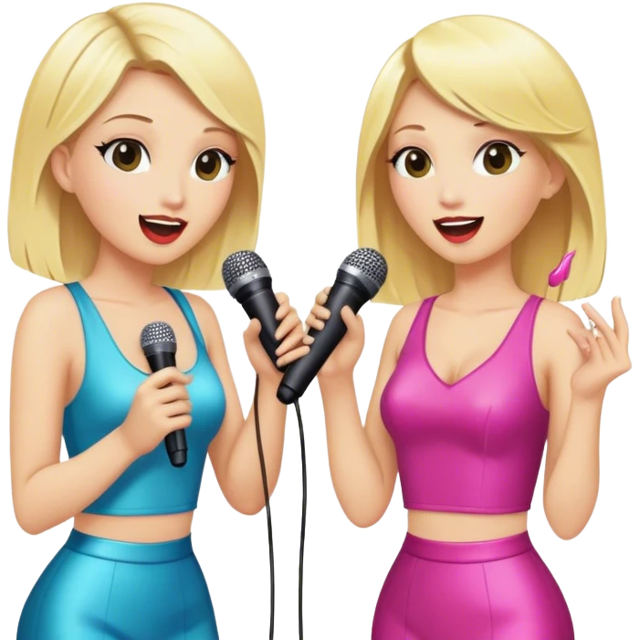 Two blonds doing karaoke  emoji