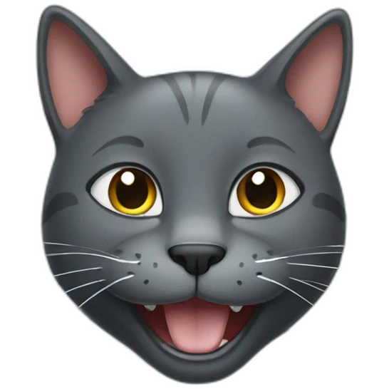 Happy Dark grey cat smiling  emoji