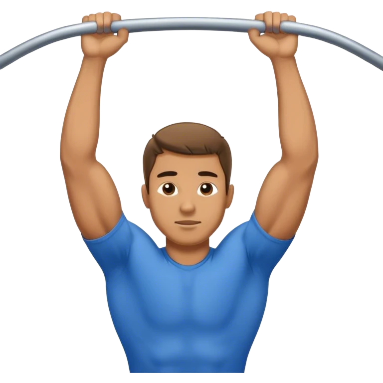 guy with blue shirt doing pull ups emoji