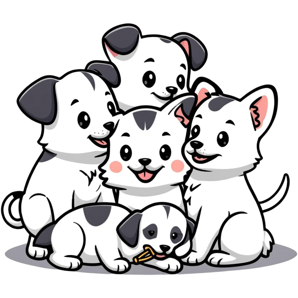 group of puppies playing emoji