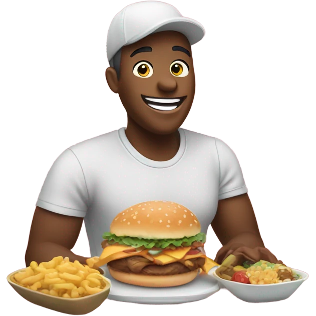 happy person choosing food on a smartphone  emoji