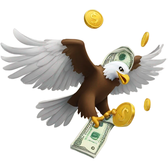 Eagle flying holding money emoji