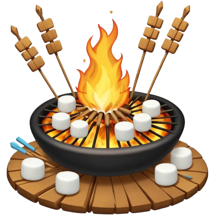 bonfire, with marshmallows on skewers, campfire emoji