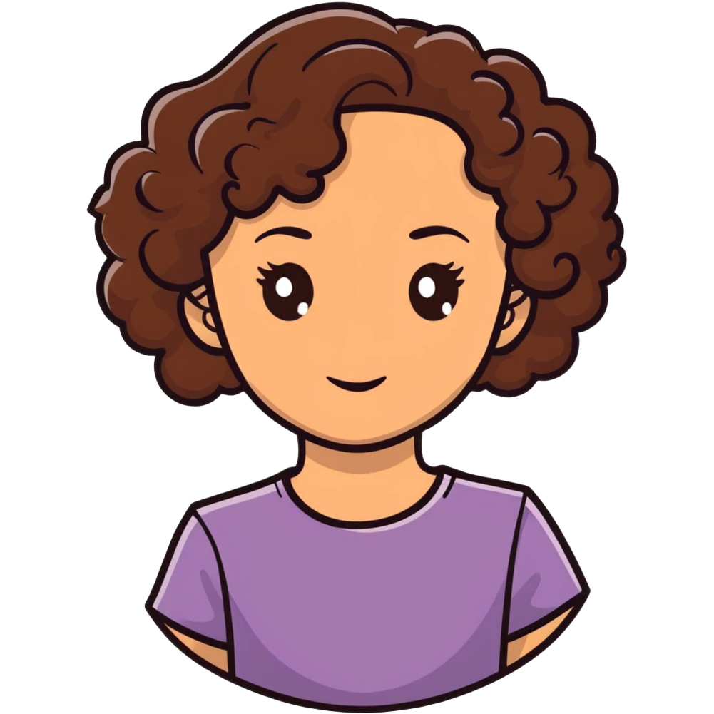 white girl with brown curly hair and brown eyes emoji