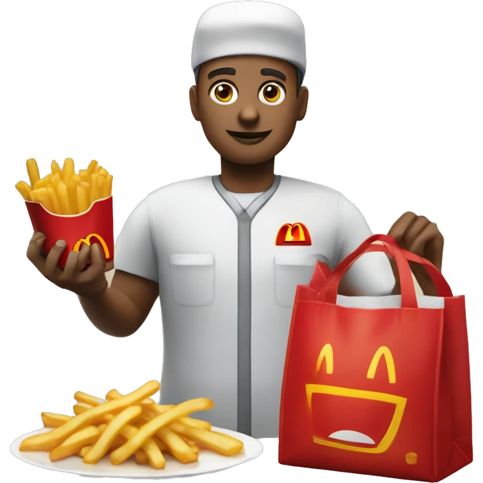 mcdonald’s worker putting fries in mcdonald’s bag emoji