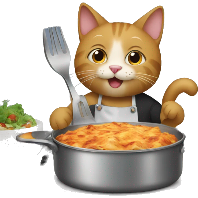 Cat cooking dinner emoji