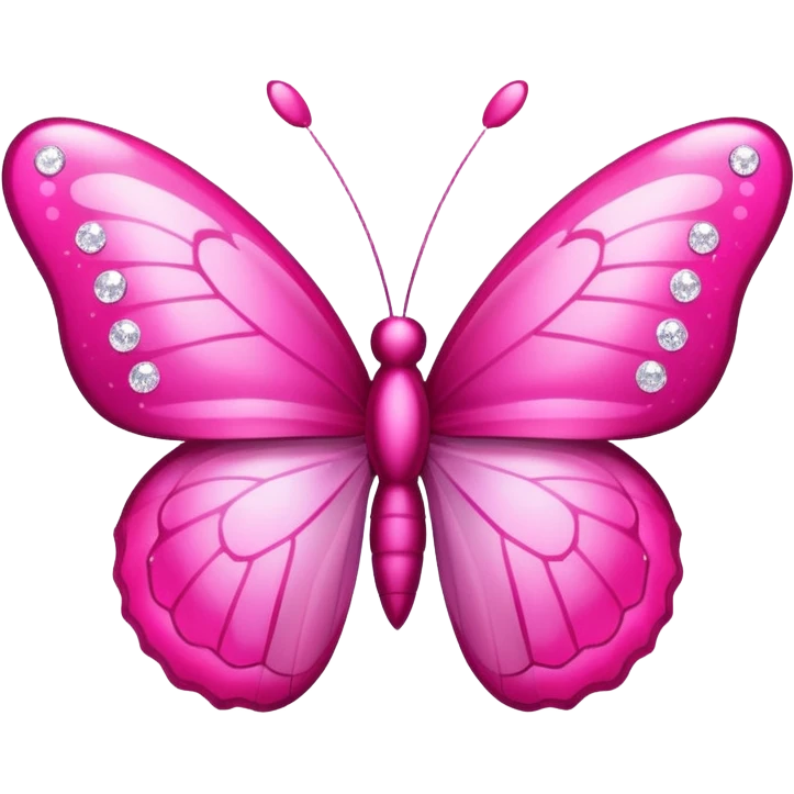 pink butterfly emoji, with sparkles, vibrant pink, apple style emoji