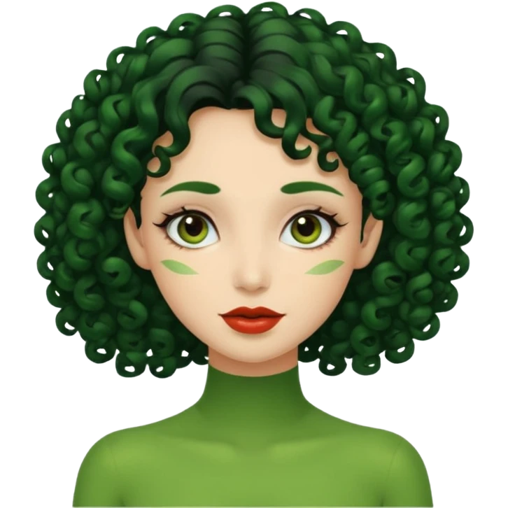 zumbi verde com cabelo cacheado feminina emoji