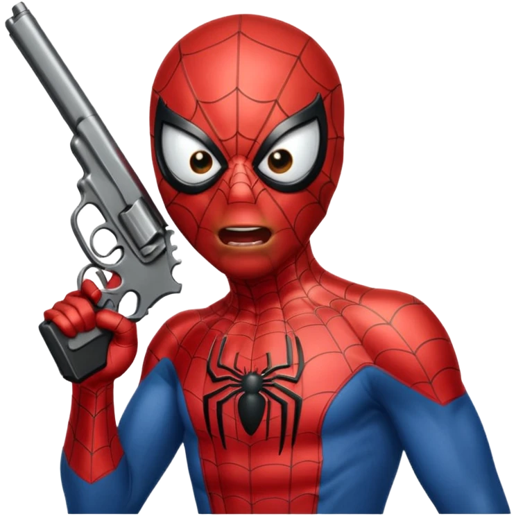 spiderman putting a pistol barrel in his mouth emoji