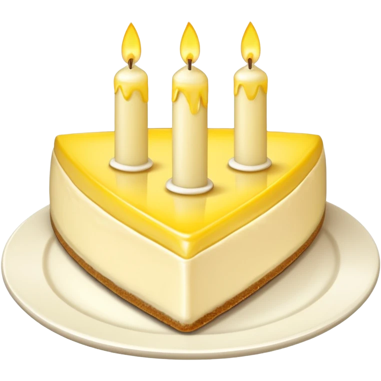 triangle lemon cheesecake on plate and birthday candles emoji